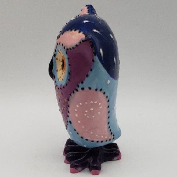 Green Earth Purple Blue Pink Owl Bobble Figurine - Picture 11 of 14